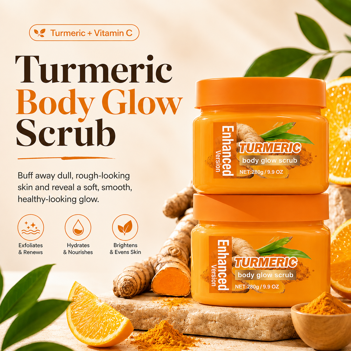 ✨ Turmeric Glow Scrub — Buff Away Dull, Rough Skin for a Softer, Smoother-Looking Glow 🧡