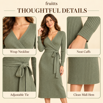 fruitts Soft-Knit Wrap Midi Dress