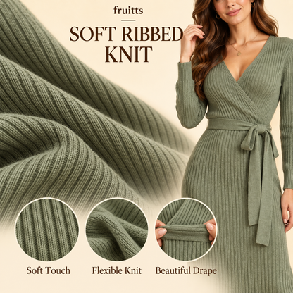 fruitts Soft-Knit Wrap Midi Dress