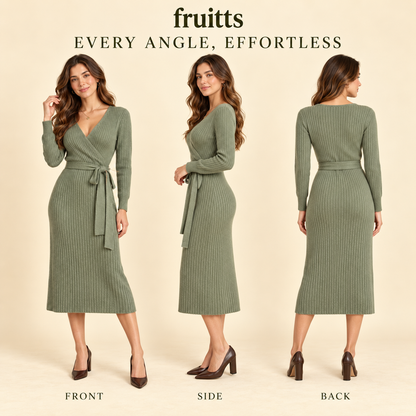 fruitts Soft-Knit Wrap Midi Dress